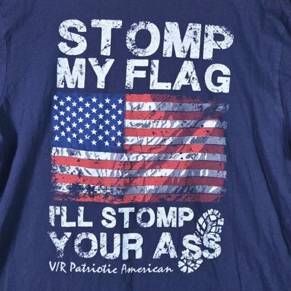 Nine Line Apparel T-Shirt Mens XL Navy Blue Stomp My Flag Patriotic Graphic Tee
